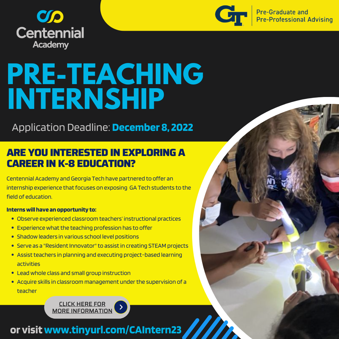 PreTeaching Internship Application Deadline Dec. 8, 2022
